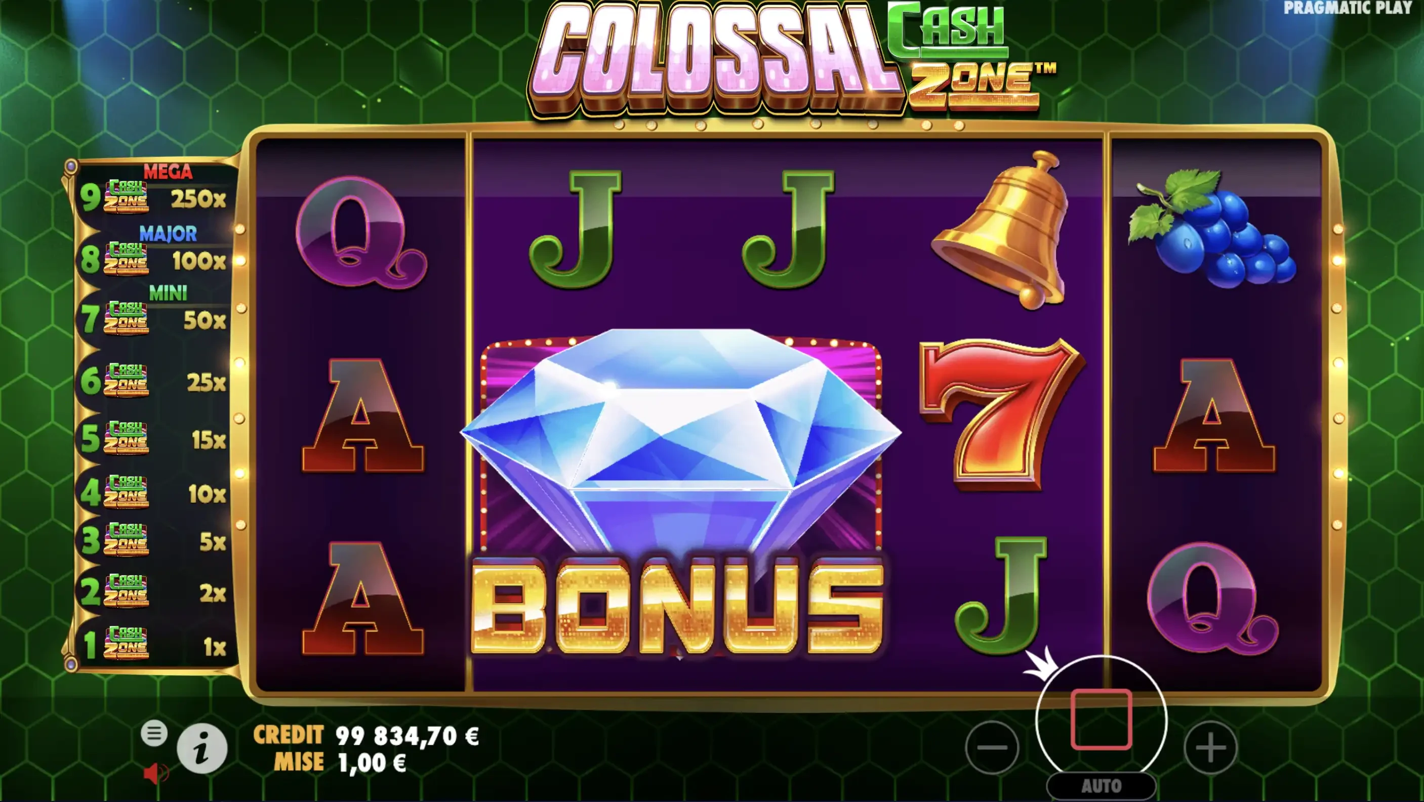 Obtention des tours gratuits sur la machine a sous Colossal Cash Zone