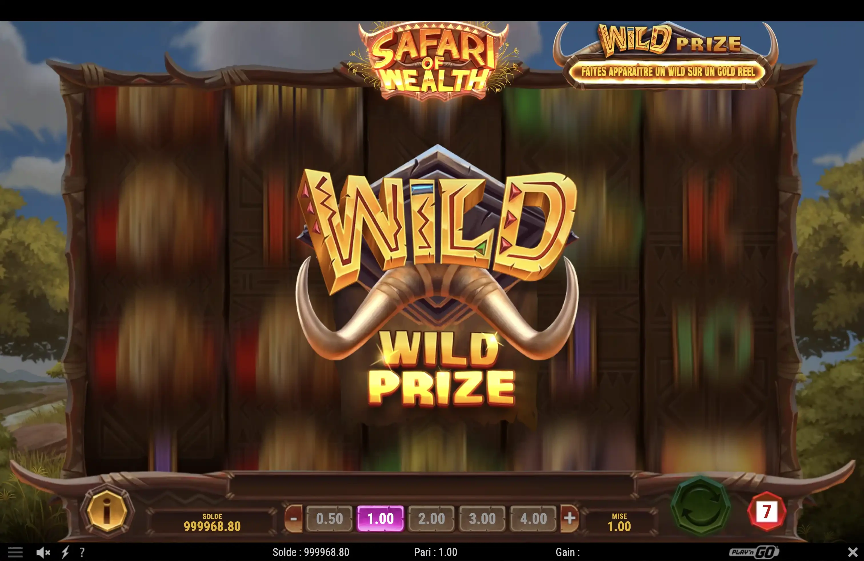 Obtention de la fonctionnalité Wild Prize sur Safari Of Wealth