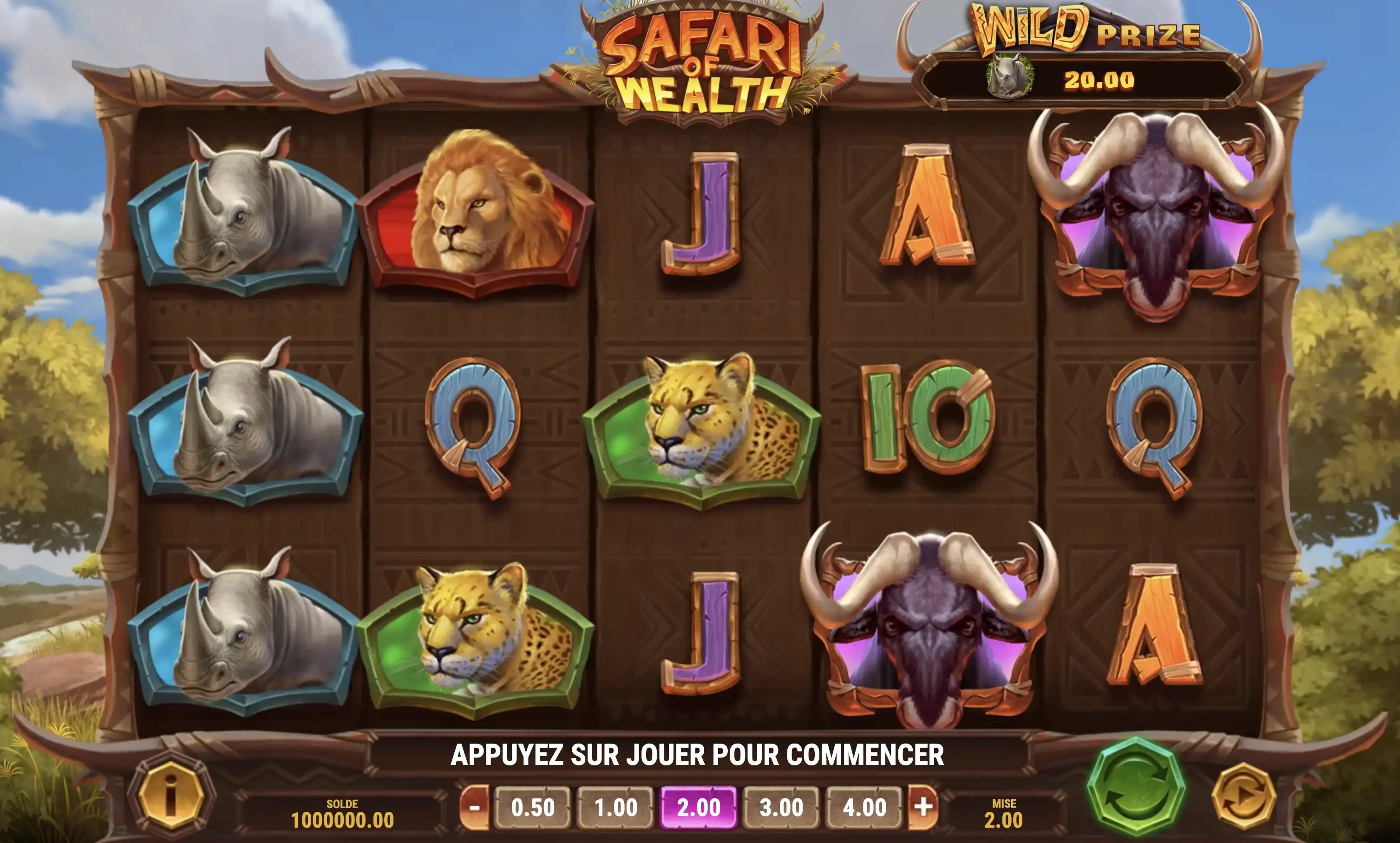 Grille de départ de la machine a sous Safari Of Wealth de Play’n GO