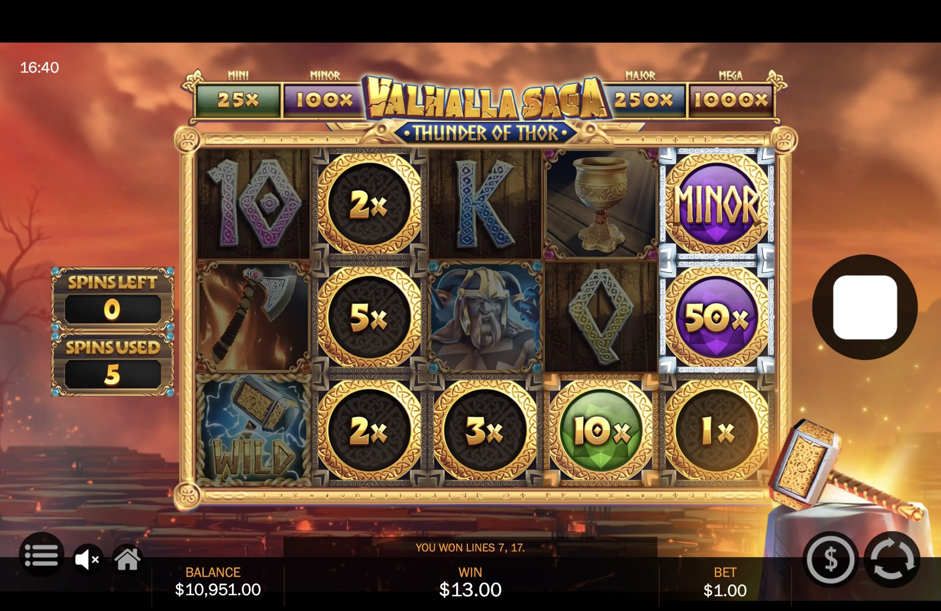 Fonctionnalité durant les parties gratuites de Valhalla Saga Thunder of Thor