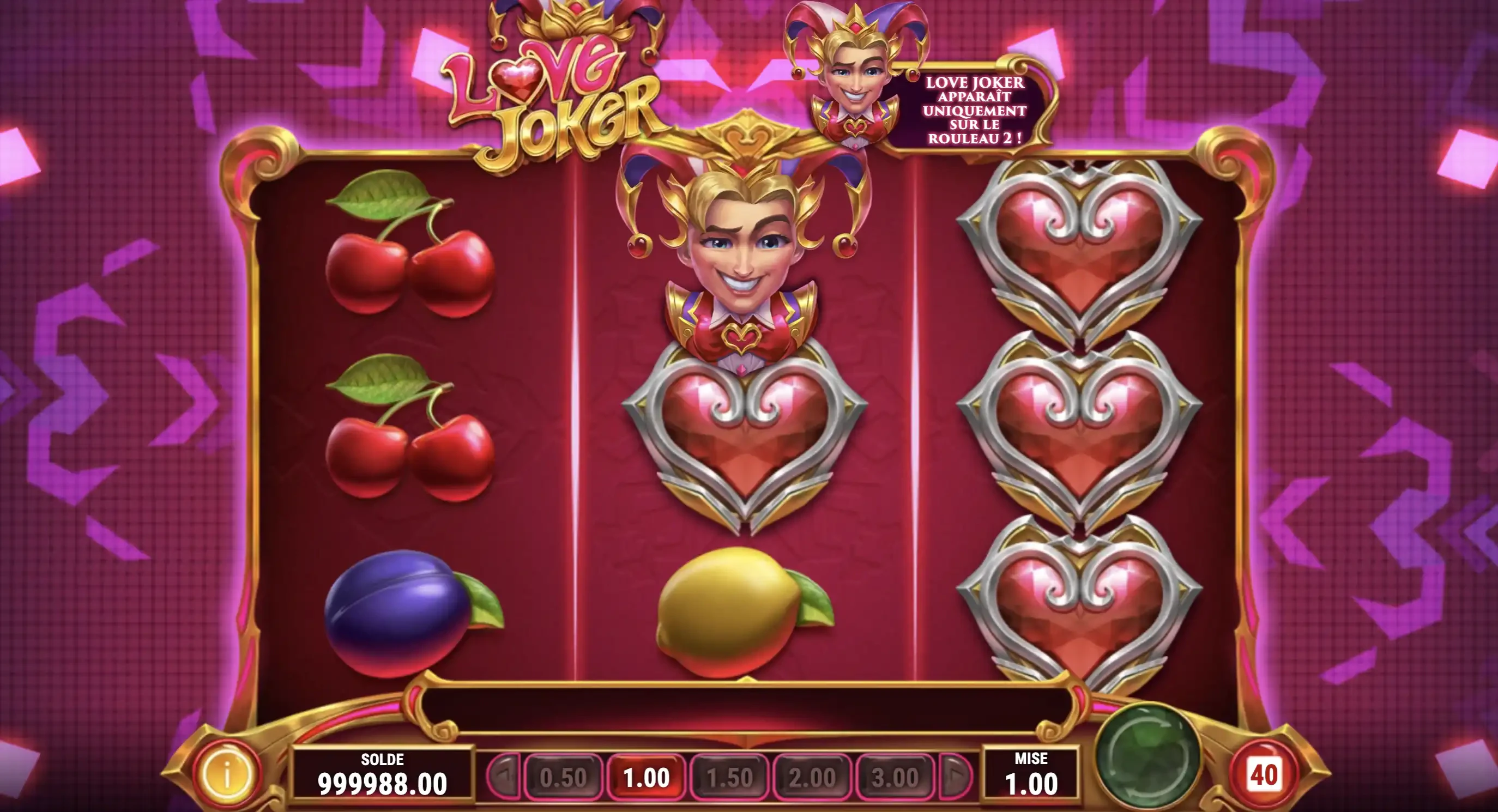 Obtention des parties bonus sur la machine a sous Love Joker de Play’n GO
