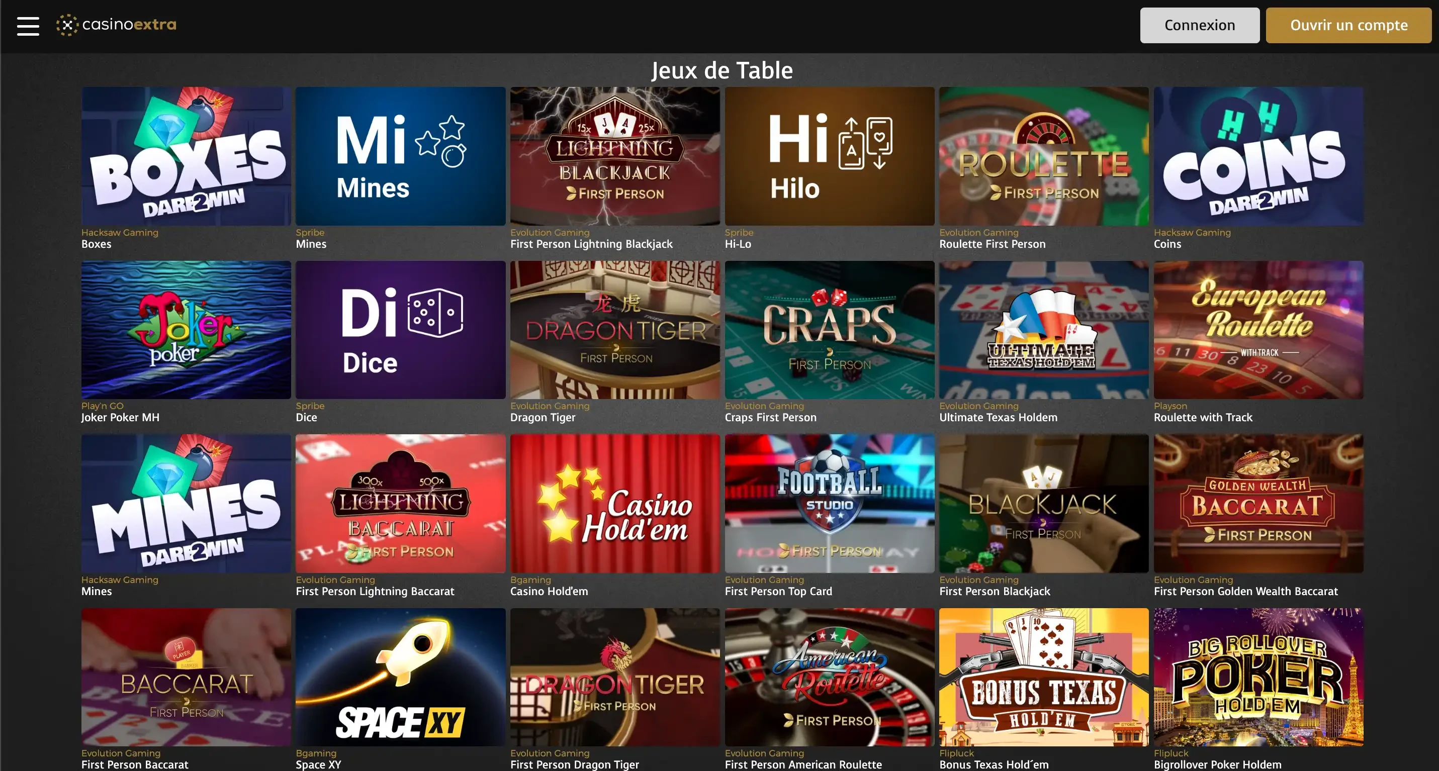 jeux de table casino extra