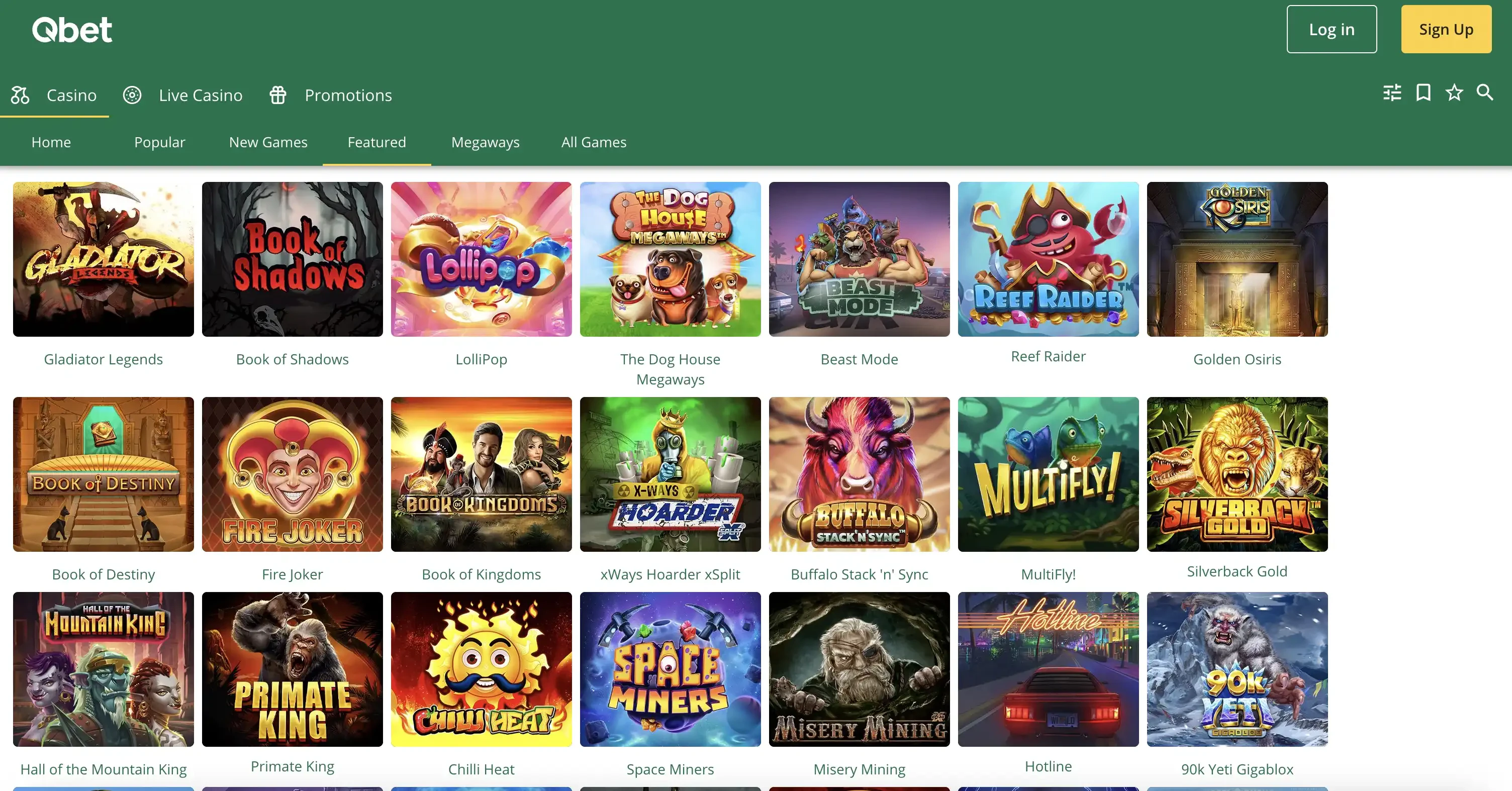 Machines à sous disponibles sur le casino en ligne QBet