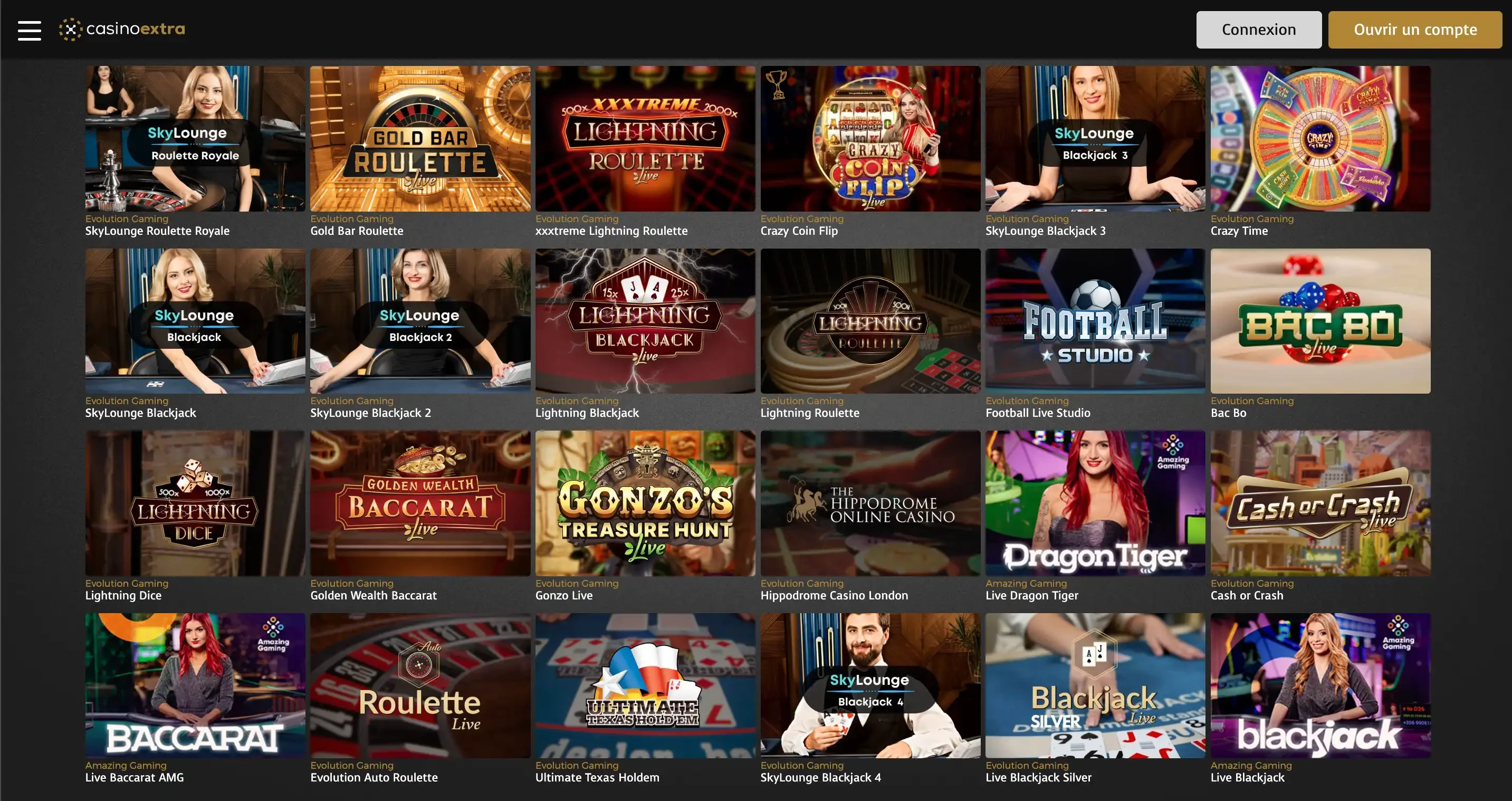 jeux live casino extra