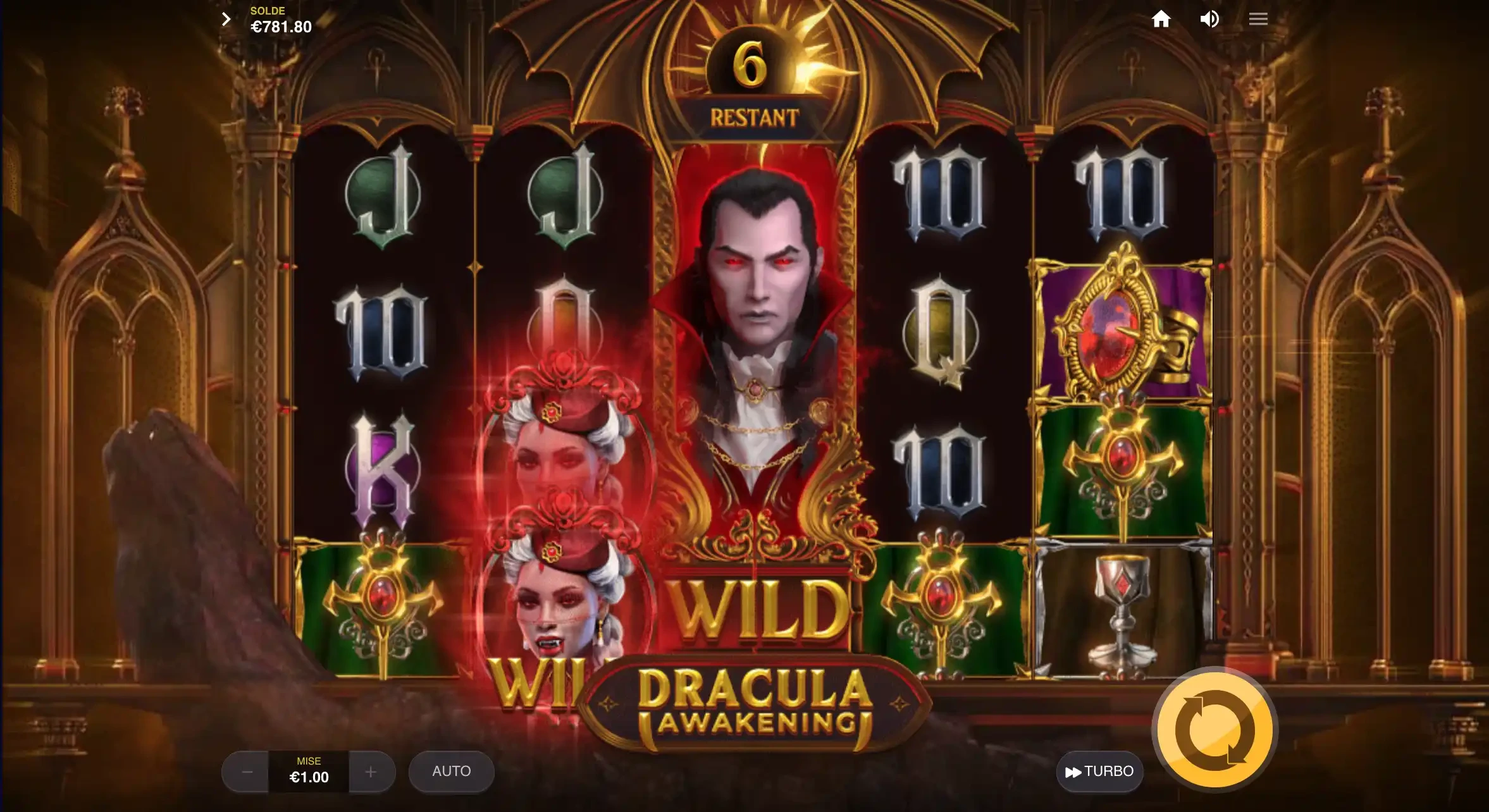 Sticky wild durant les parties bonus de Dracula Awakening