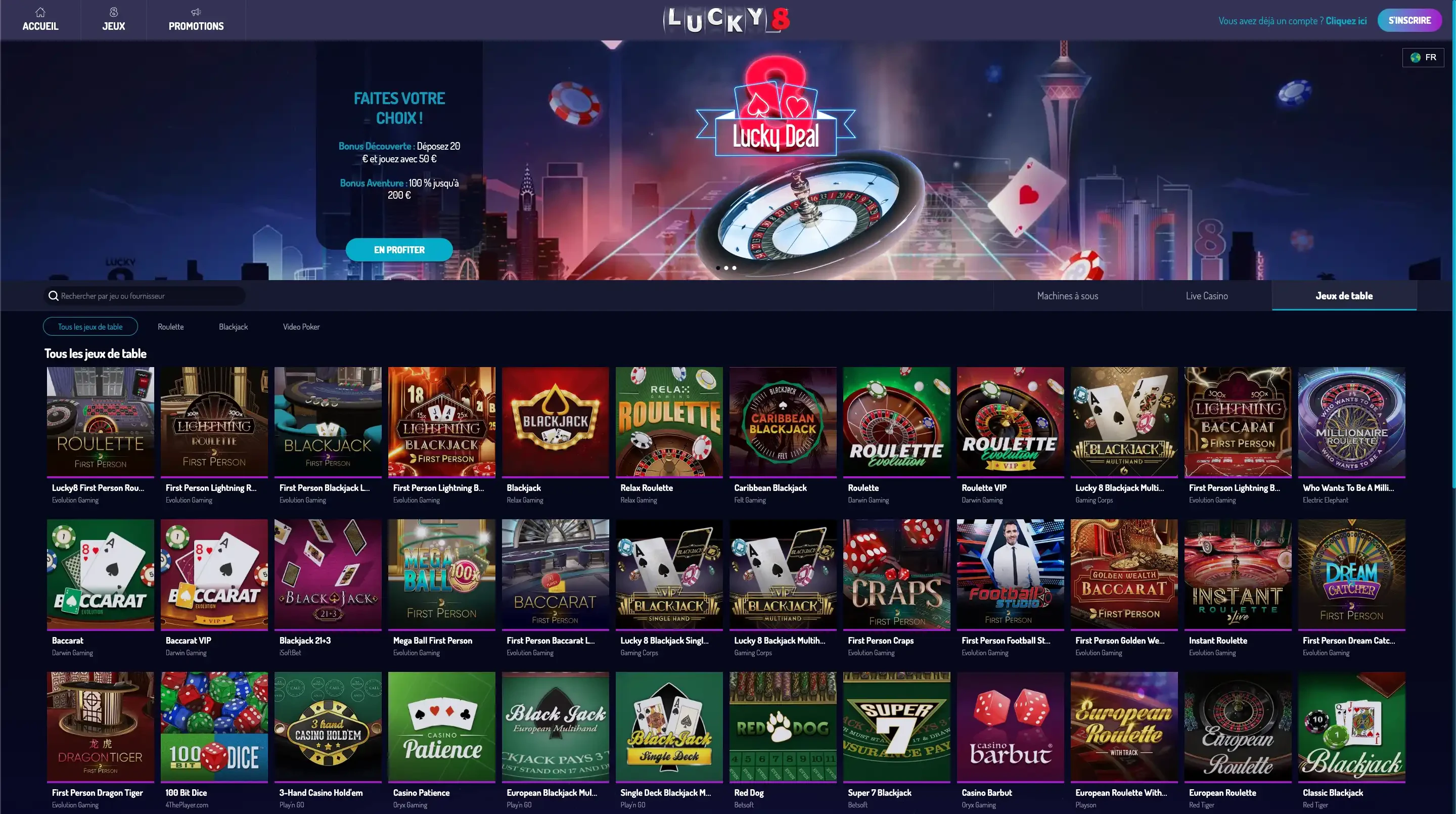 Jeux de table Lucky8