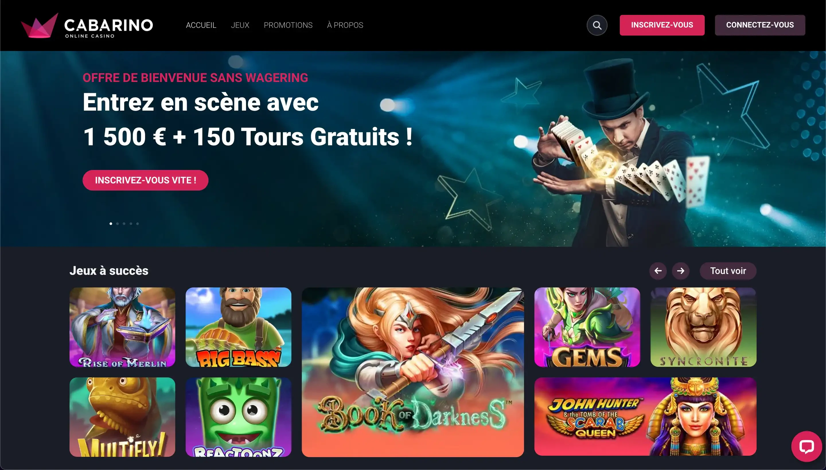 page d'accueil cabarino