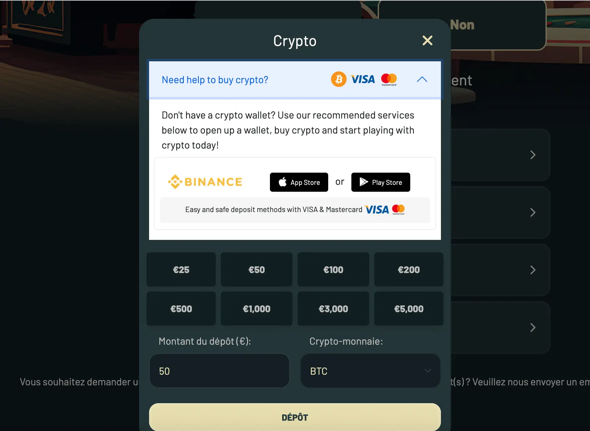 acheter crypto palm casino