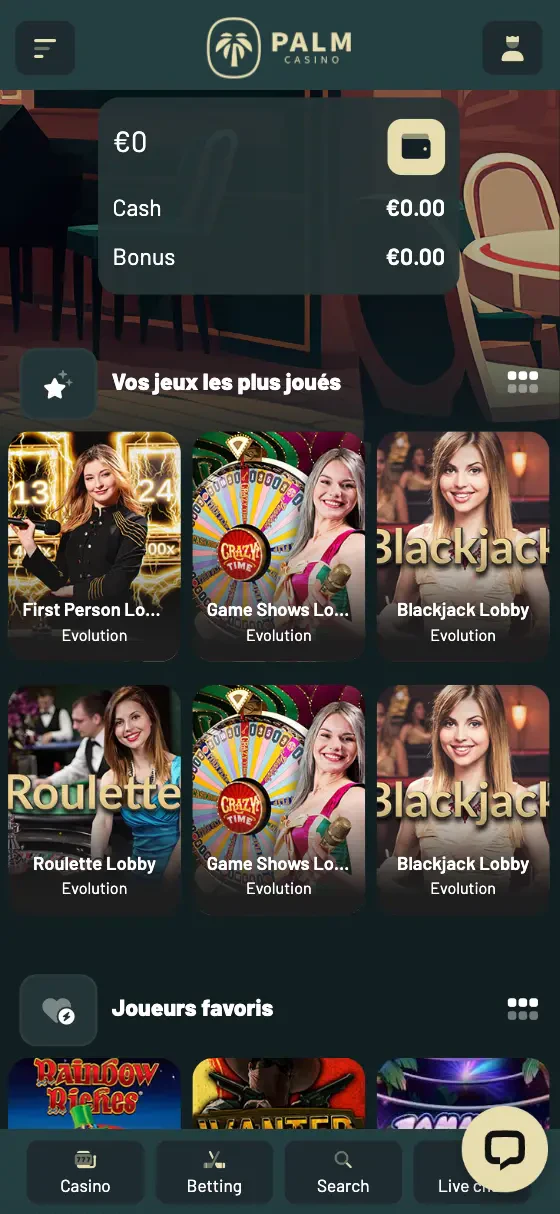 version smartphone palm casino