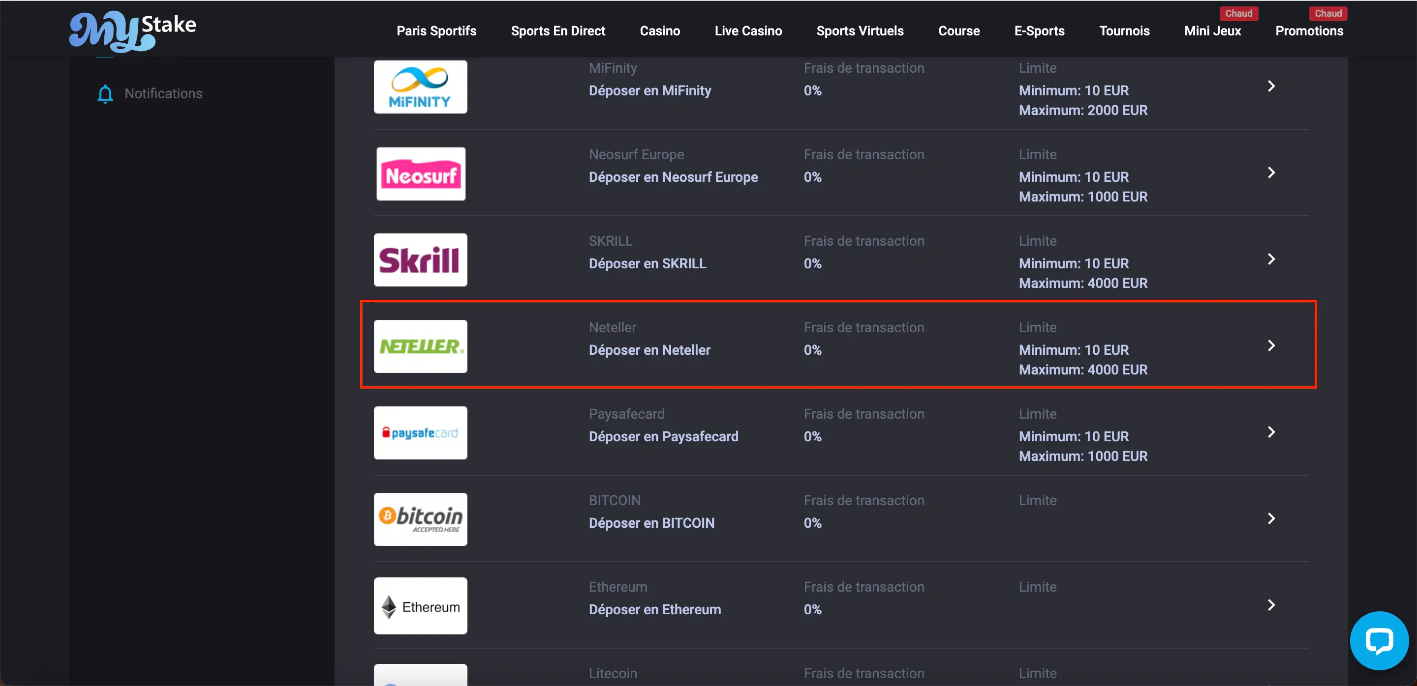 Neteller MyStake