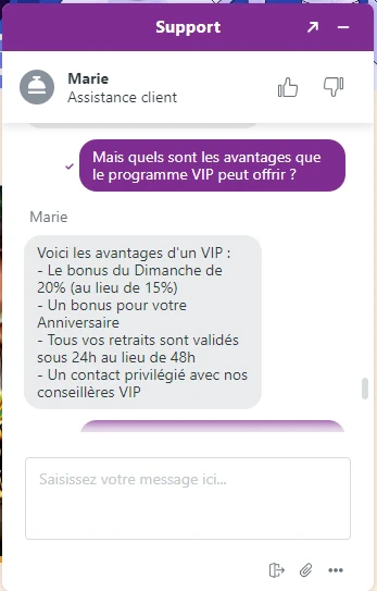 Discussion pour le VIP d'Arlequin Casino avec les CS