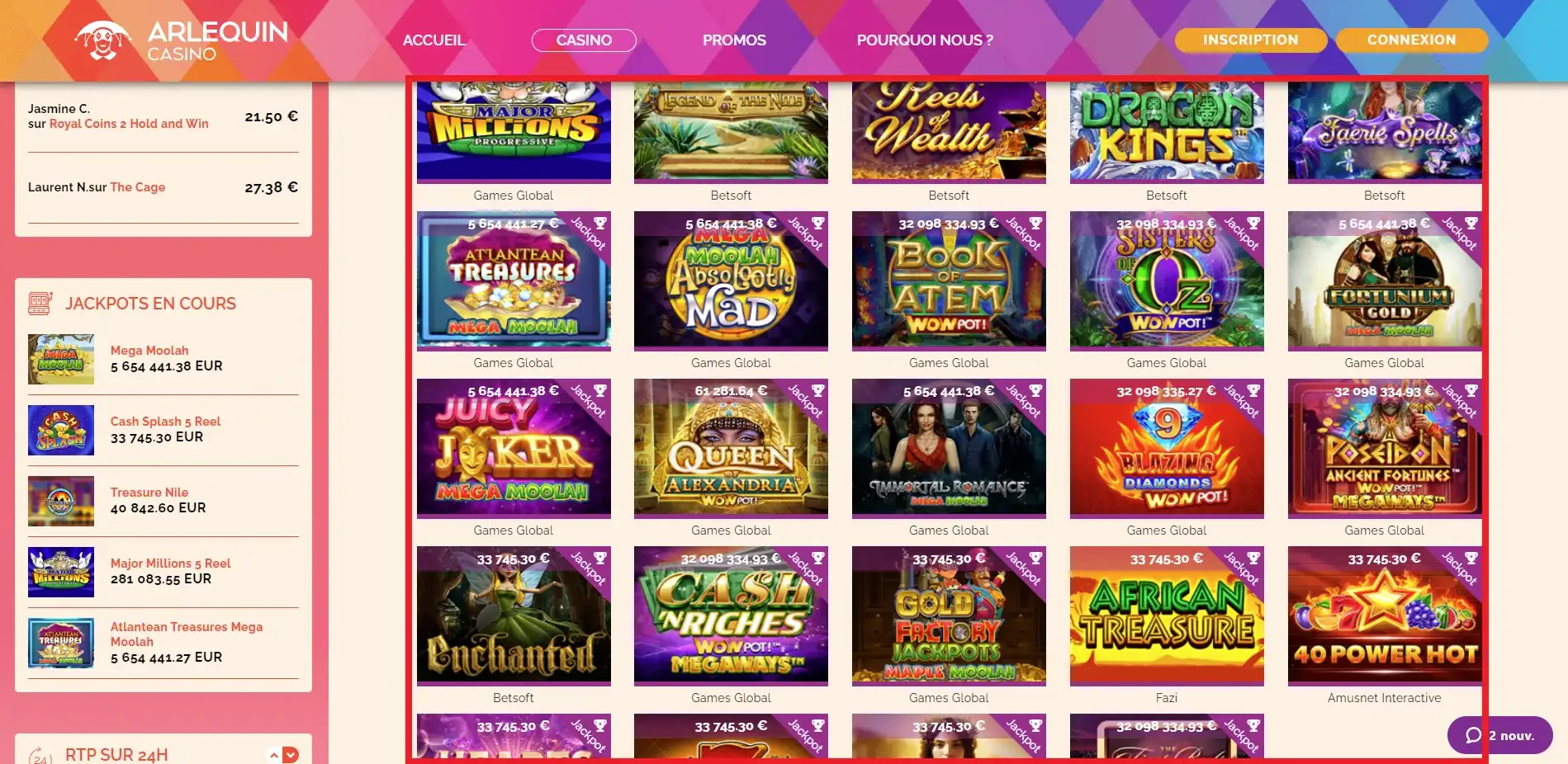 machine à sous à jackpot progressif