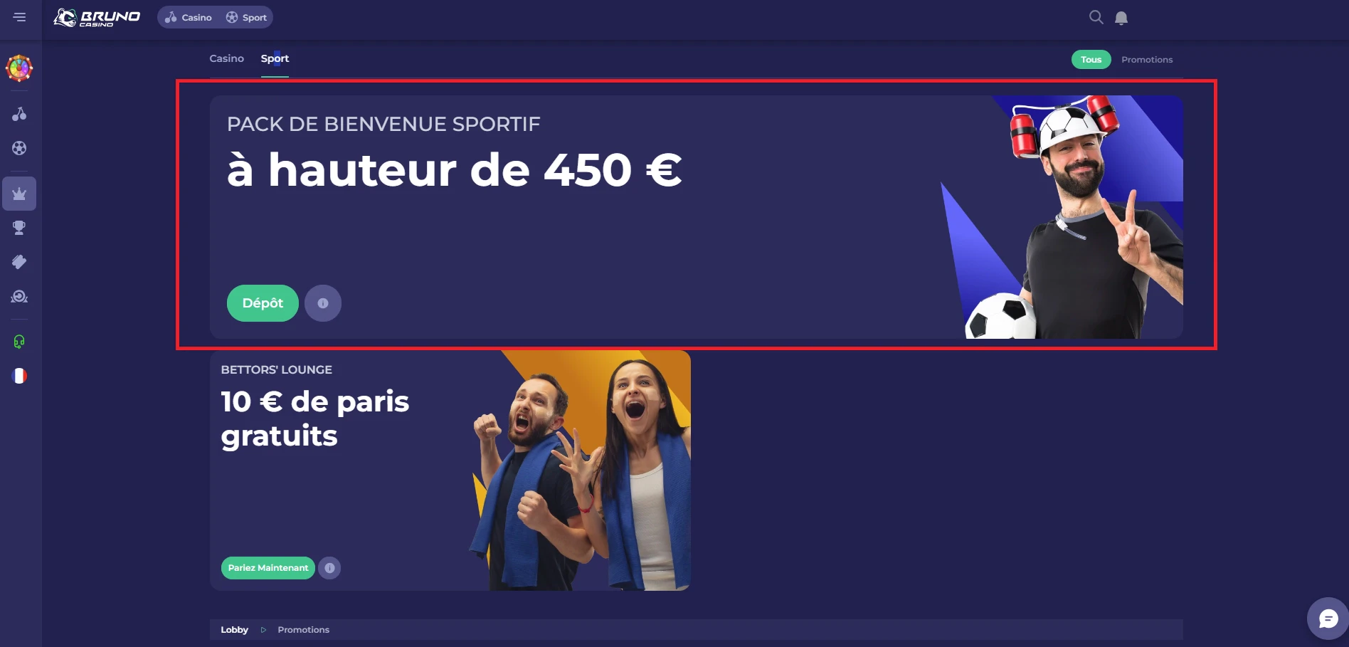 Sport offre de bienvenue