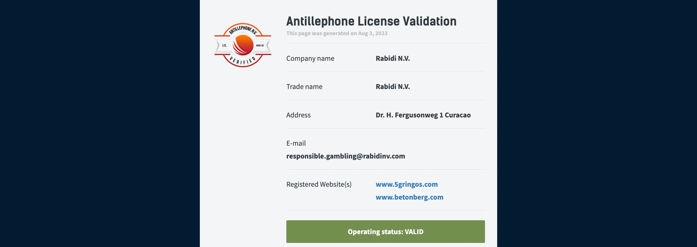 licence de jeu 5gringos