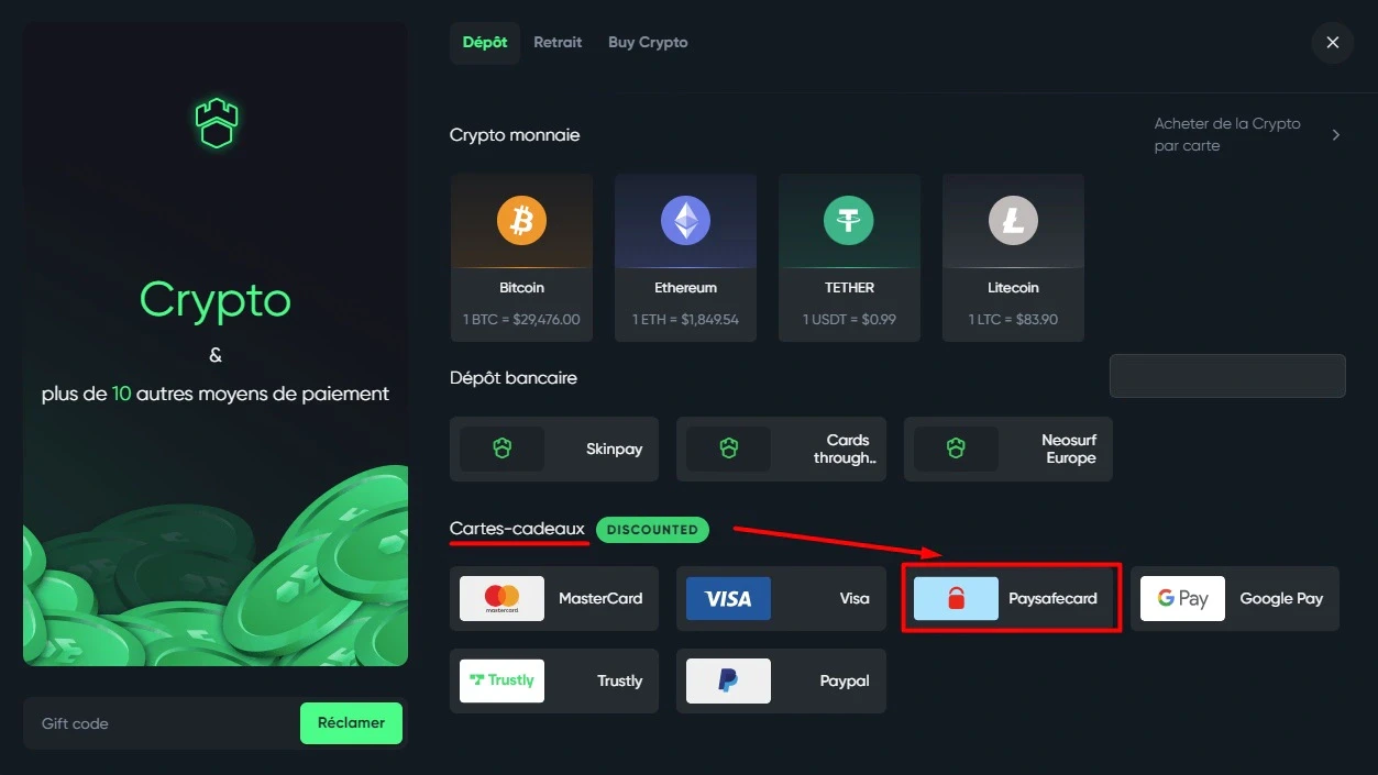 Methode de paiement Paysafecard