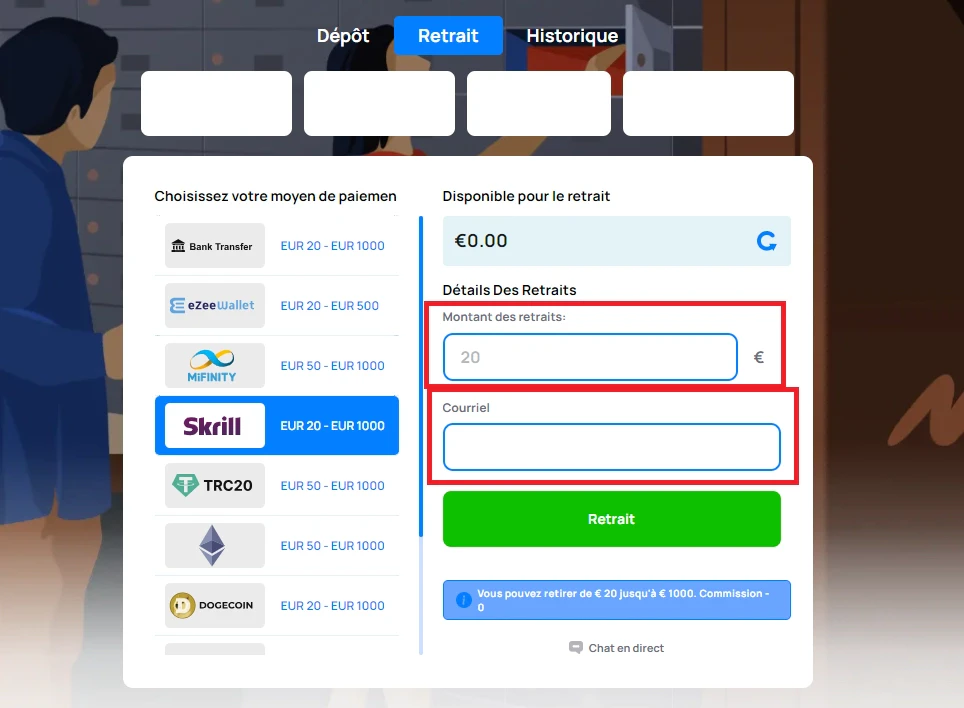 Portefeuille électronique Millionz