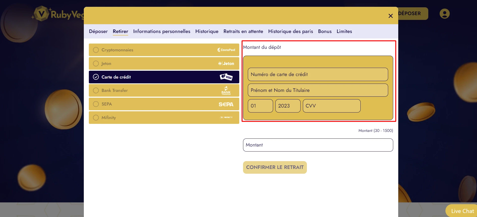 carte bancaire retrait