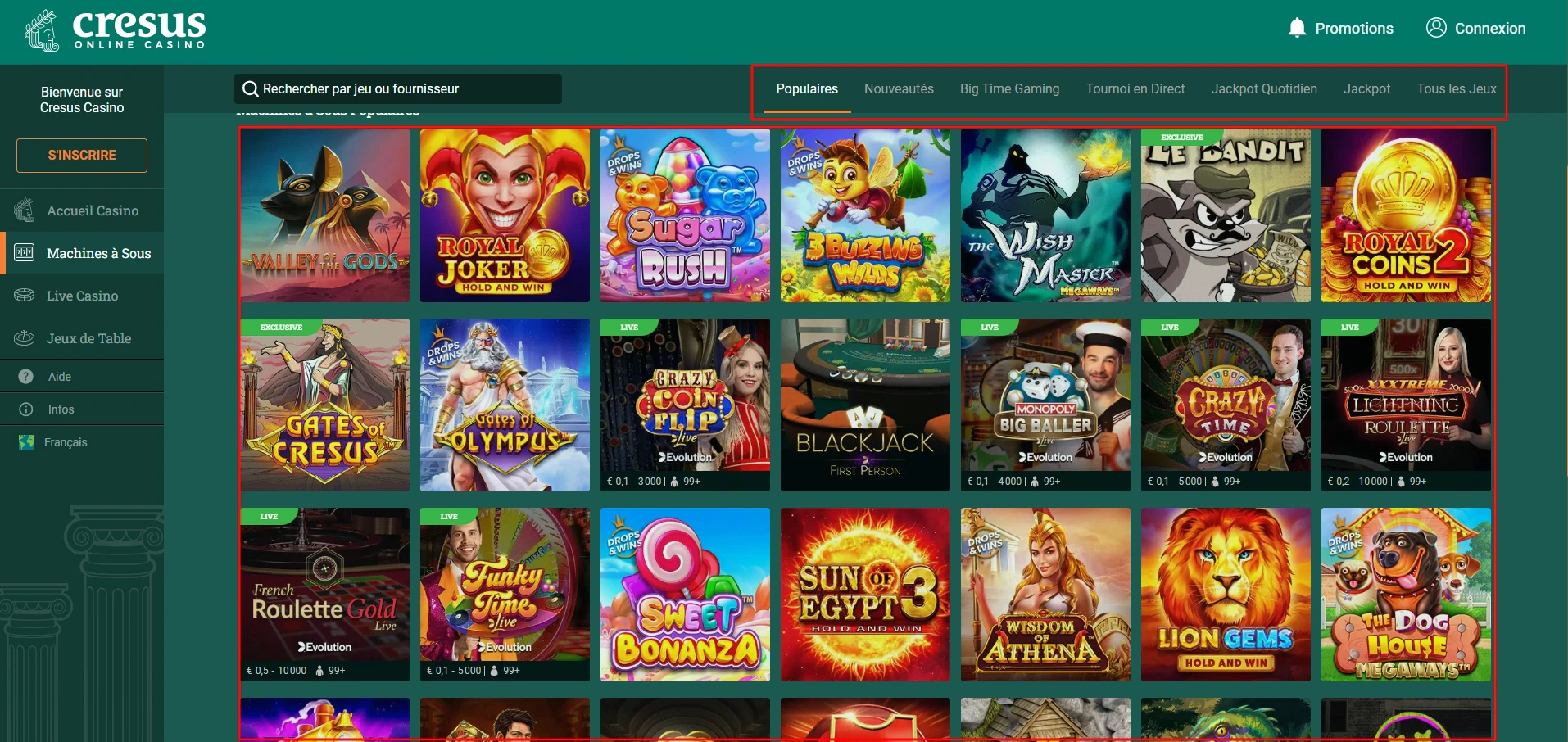 recherche Cresus Casino
