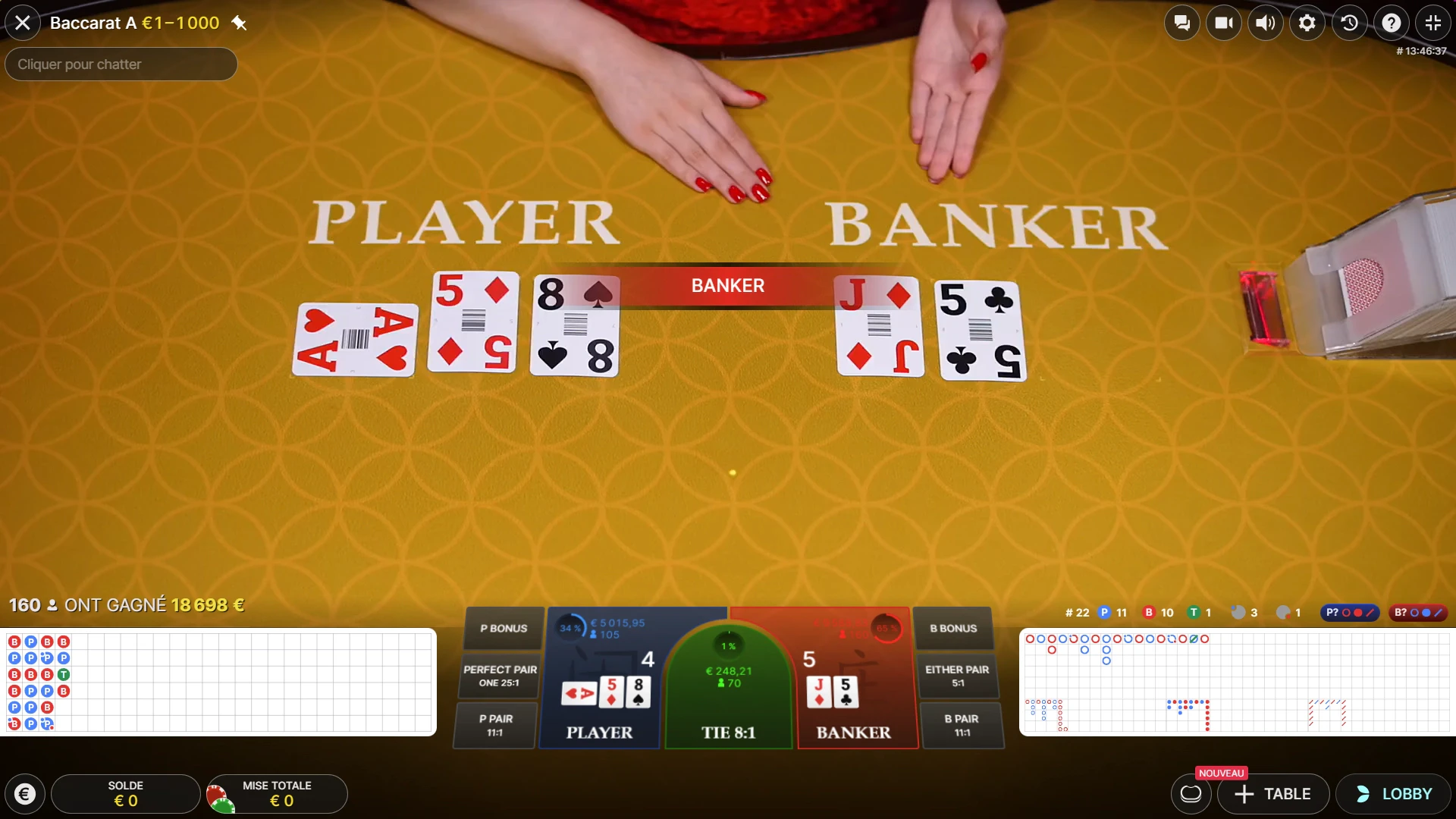 baccarat en direct