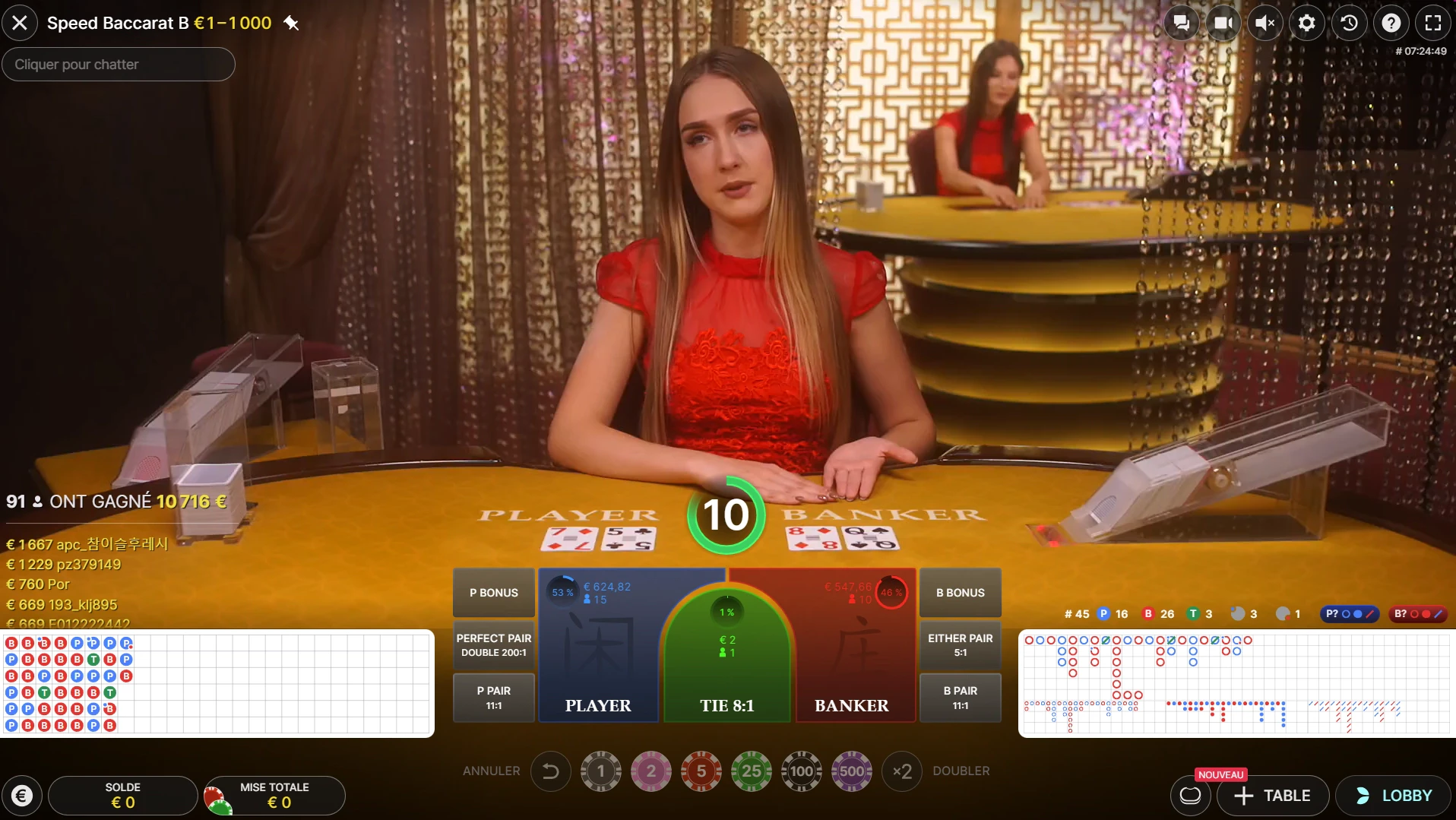 baccarat en direct