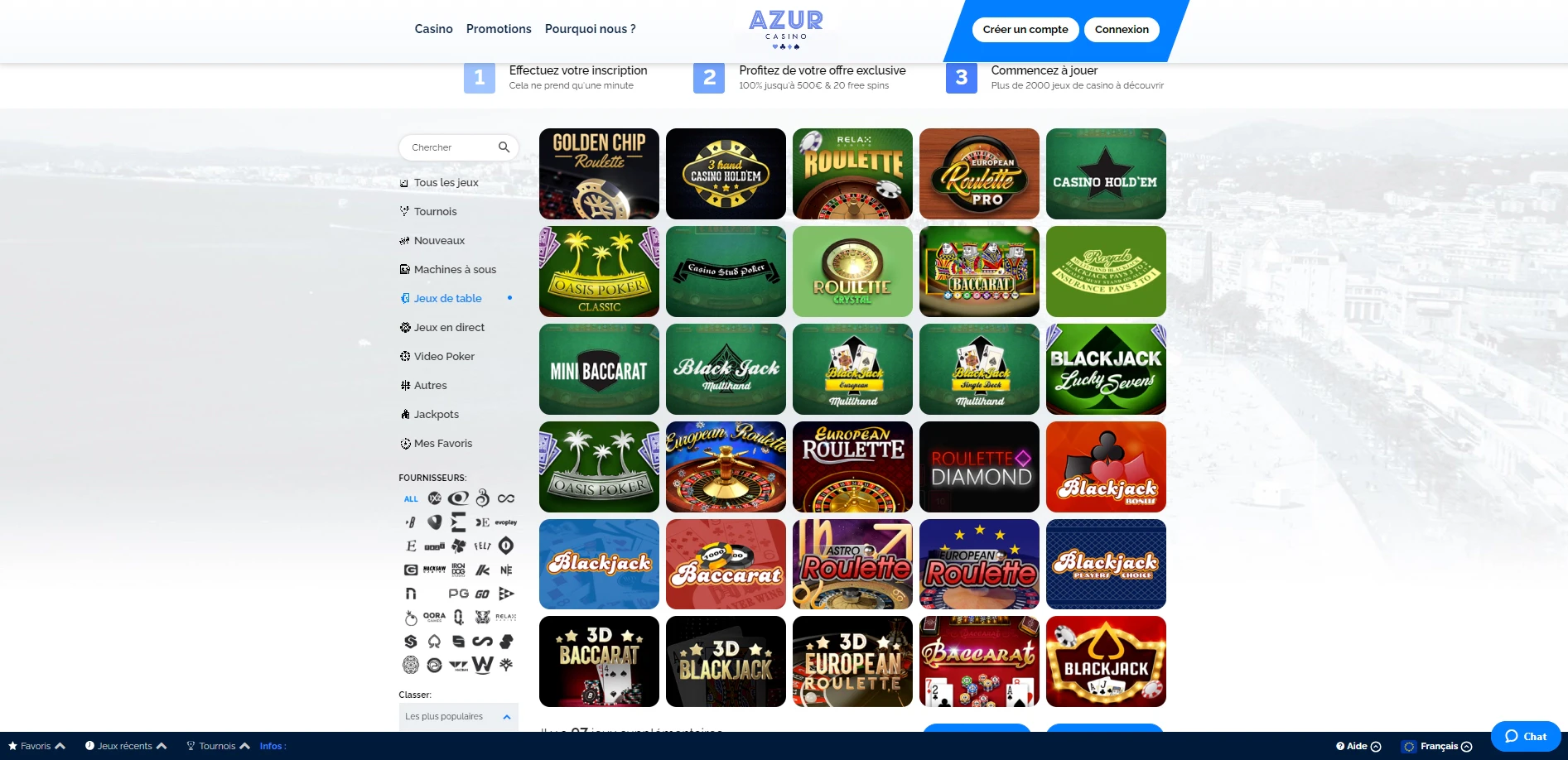 Azur Casino page accueil