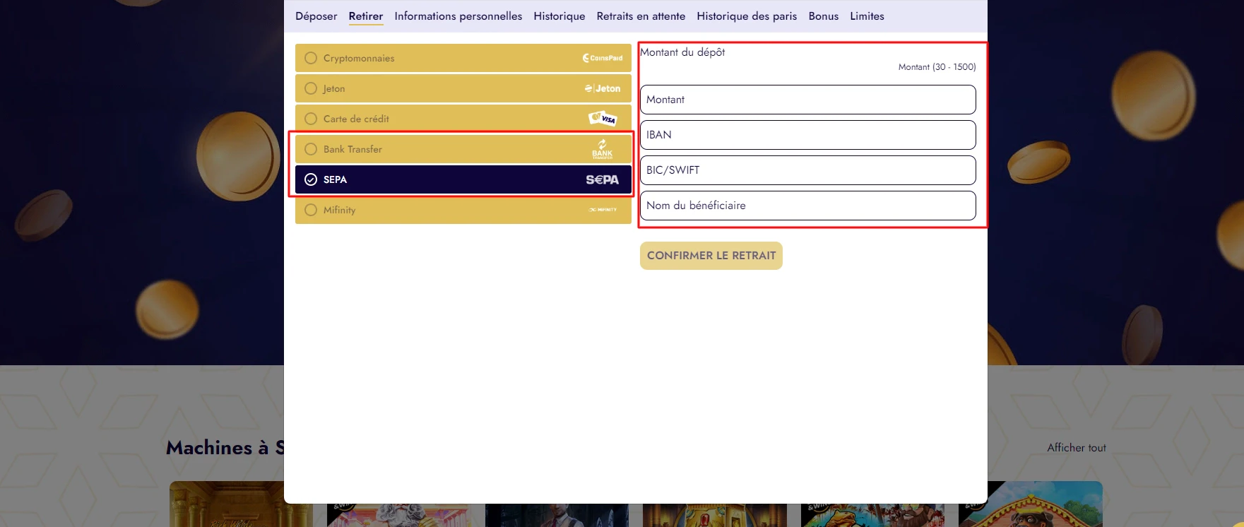Virement bancaire Rubyvegas