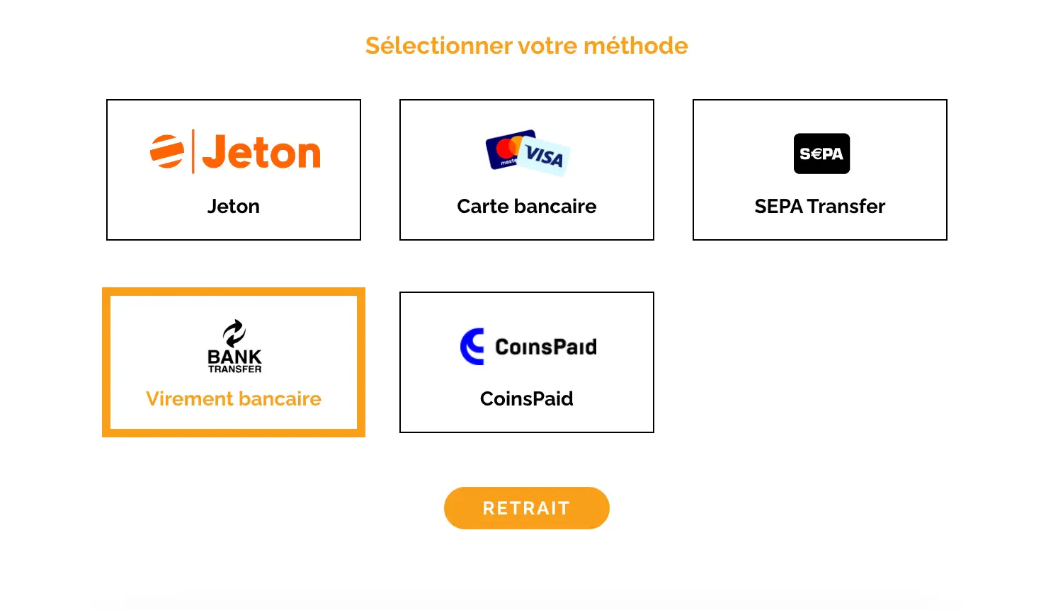 Retrait virement étape 1