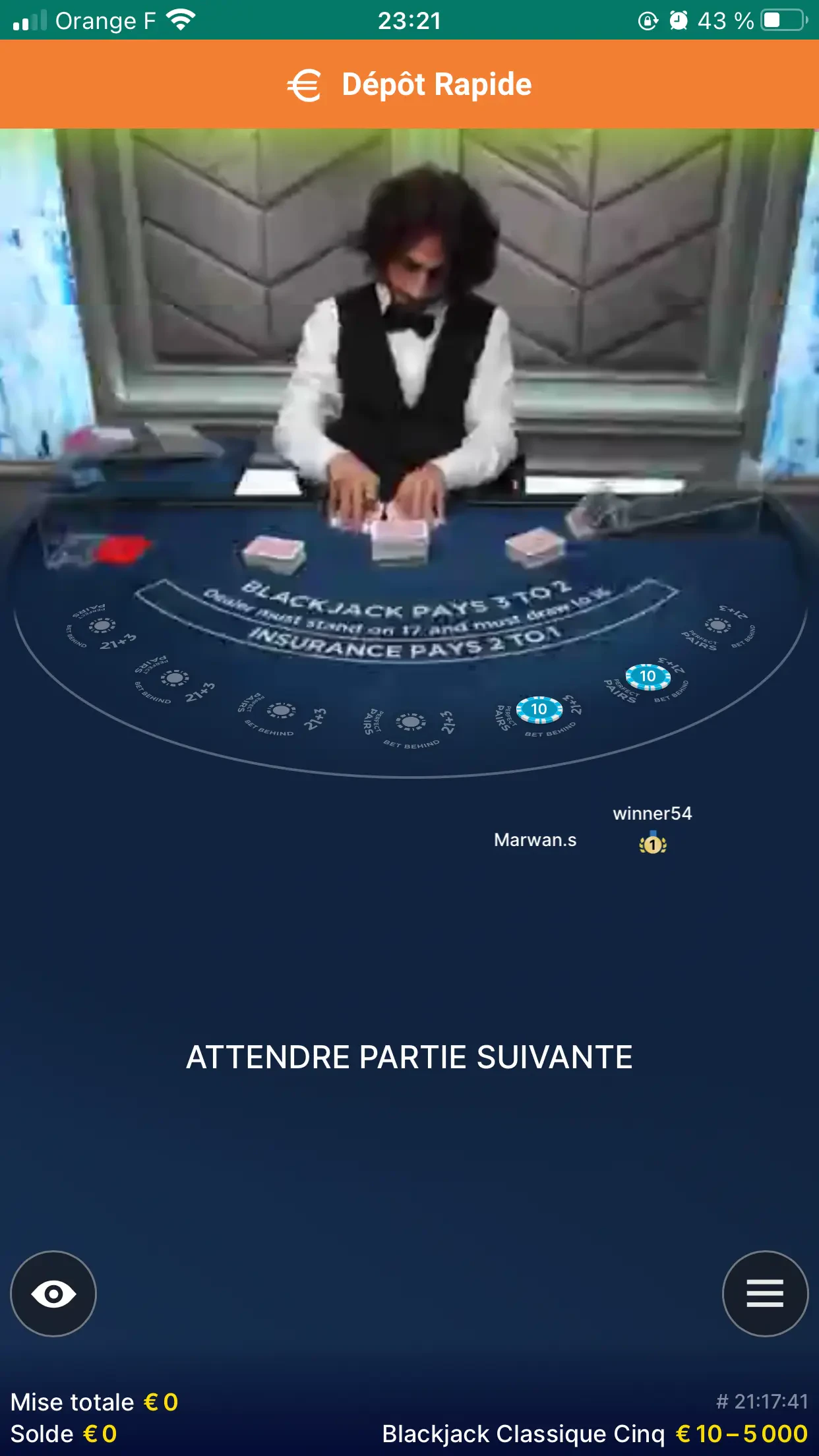 blackjack live mobile