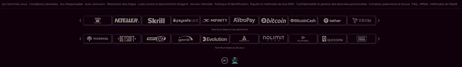 Fournisseurs de jeux