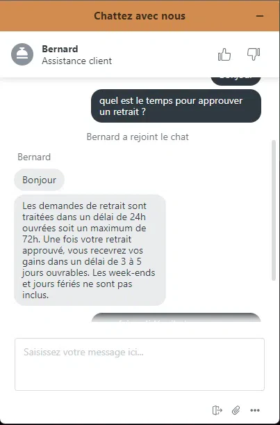 Service client chat