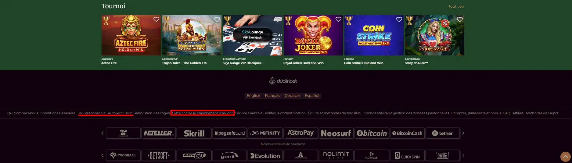 Sécurité Dublinbet