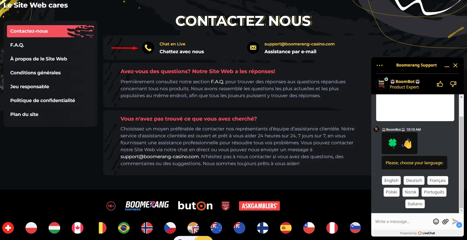 Chatbot menu