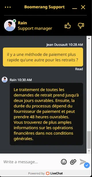 Chat agent paiement