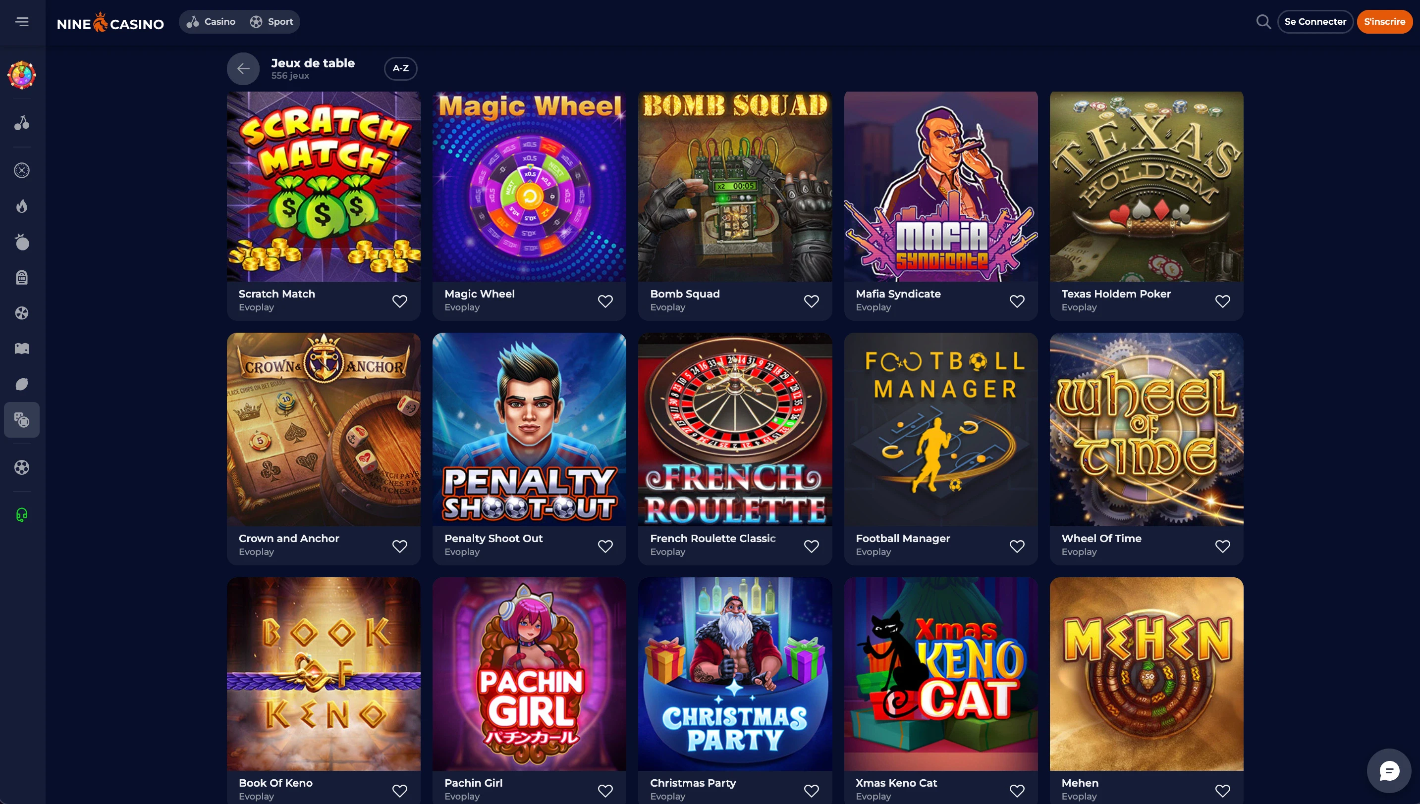 jeux de table ninecasino