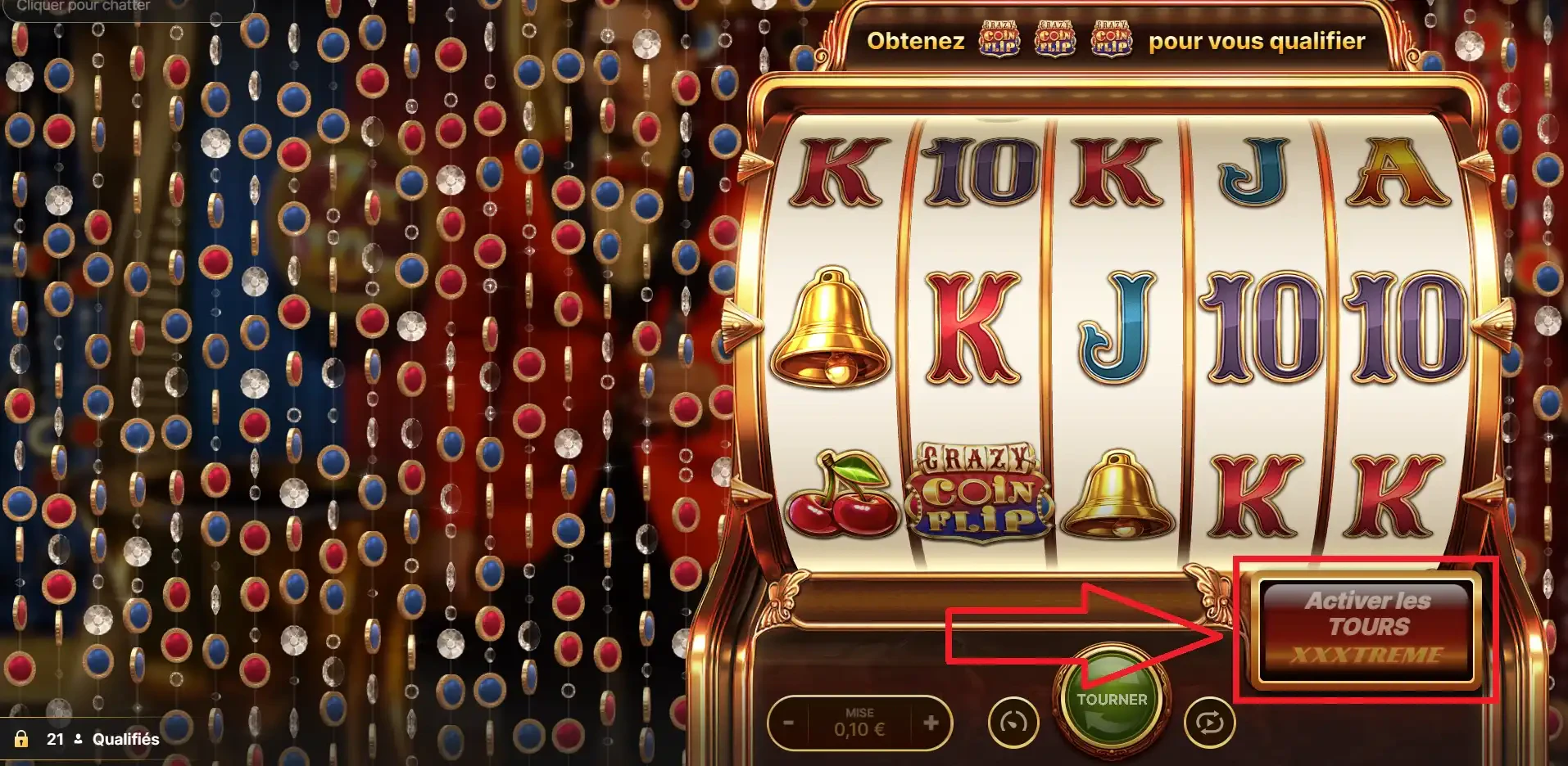 Activation des Free Spins XXXTreme sur le jeu en direct Crazy Coin Flip d’Evolution