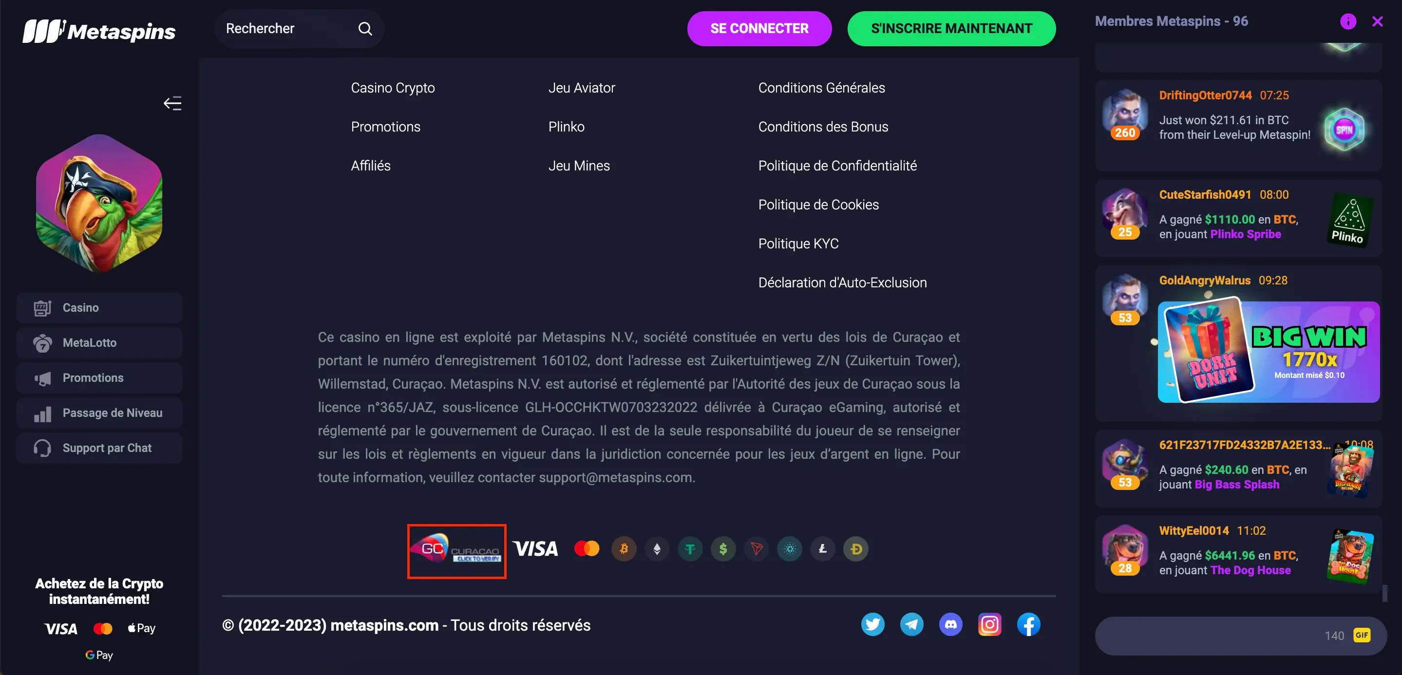 Metaspins licence