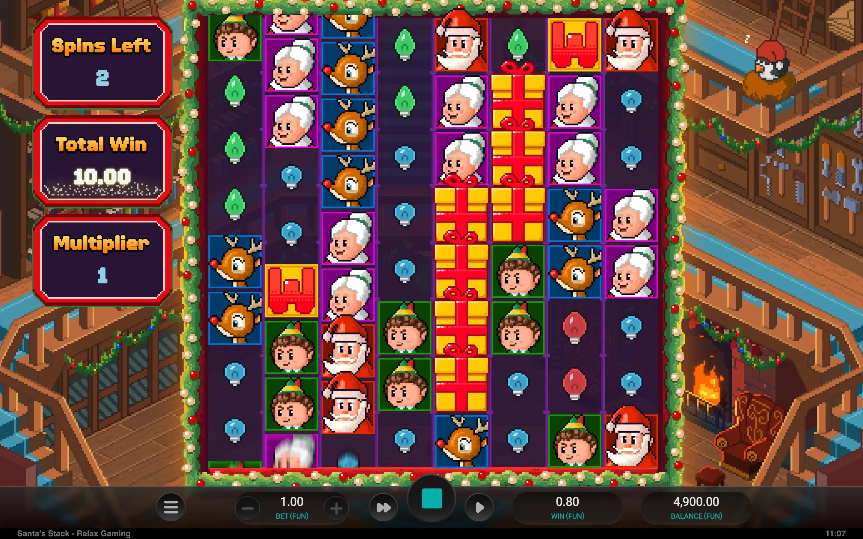 Santa's Stack bonus game