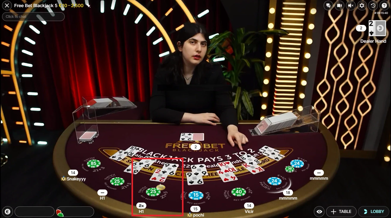 Doubler au Free Bet Blackjack est gratuit