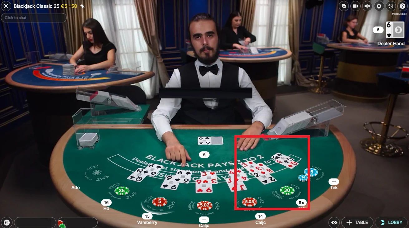 Doubler une main au blackjack classique