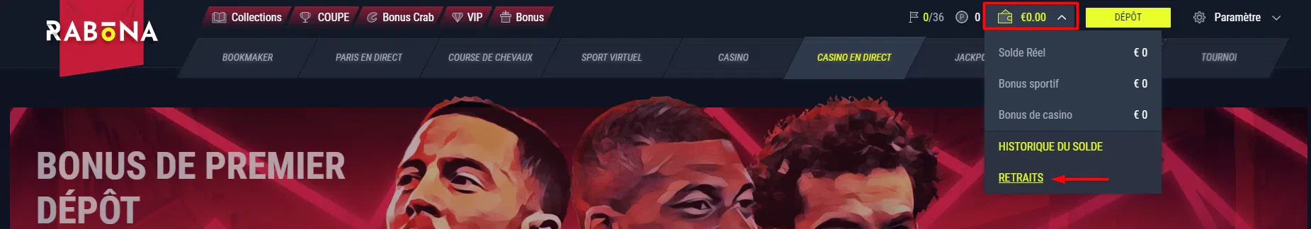 Retrait Rabona Casino