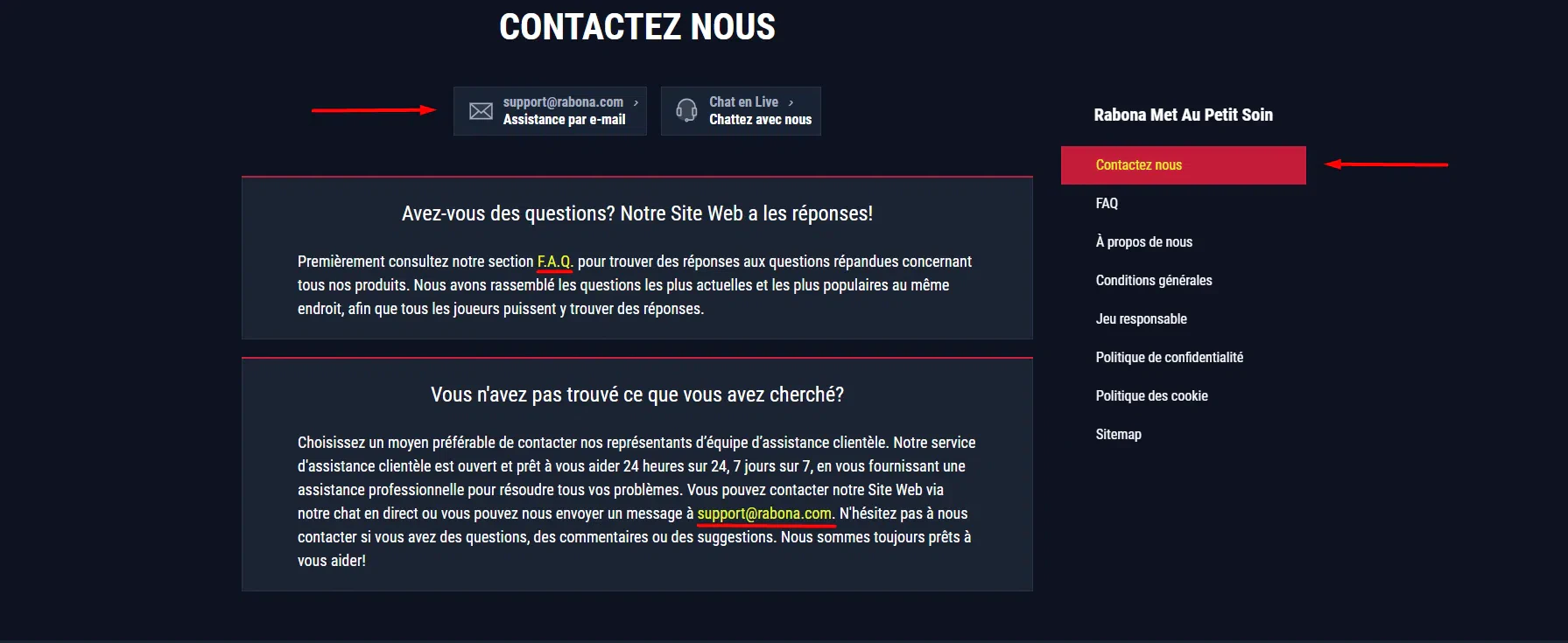 Contacter le support client