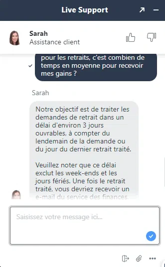 Chat delai retrait