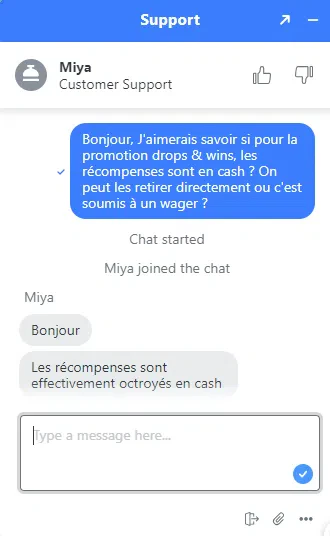 Chat drops and wins