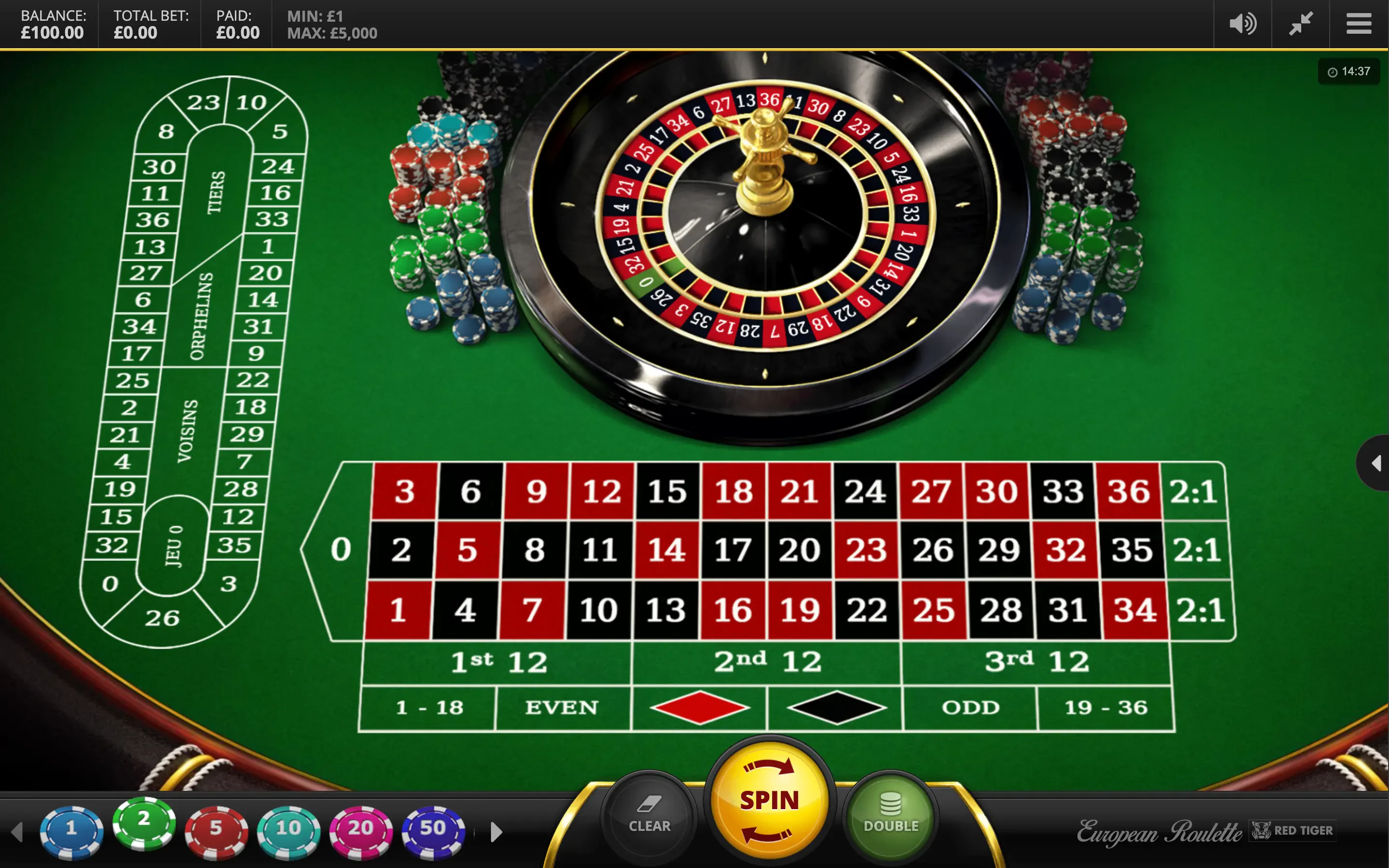 roulette red tiger