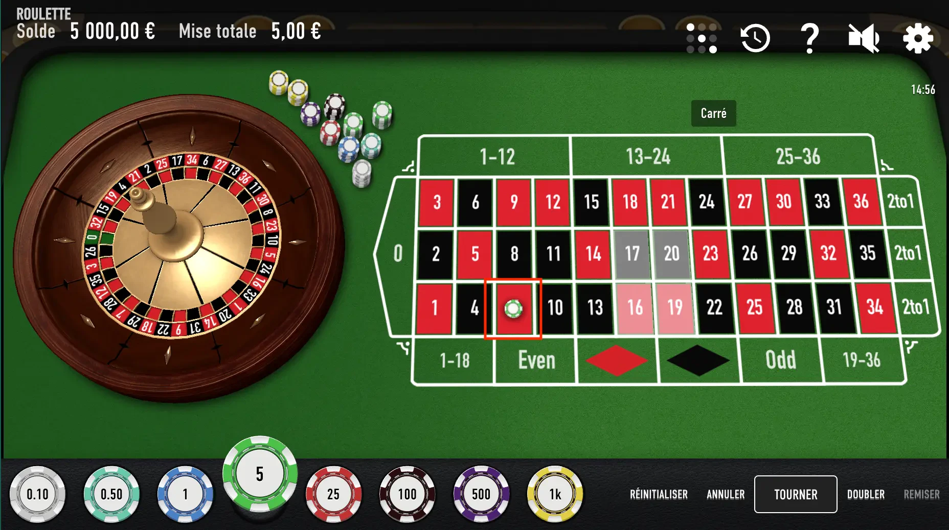 mise pleine roulette