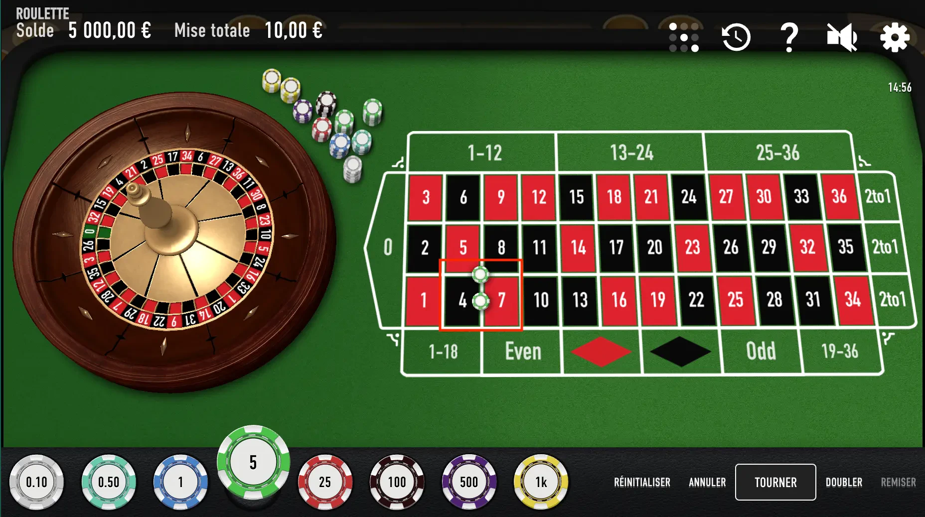 mises à cheval et carré roulette