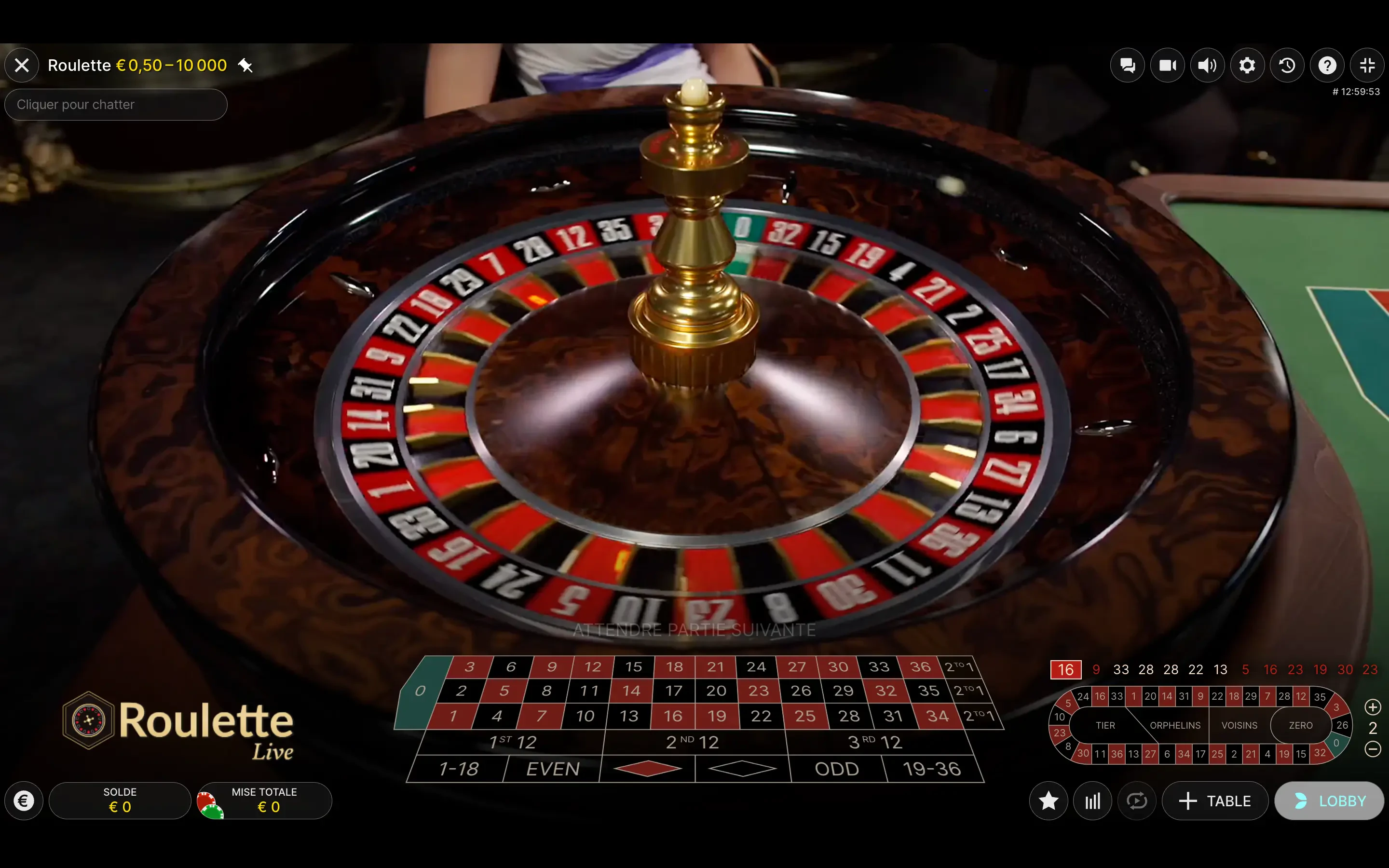 déroulé d'une partie roulette