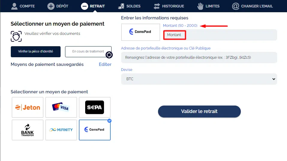 Montant paiement