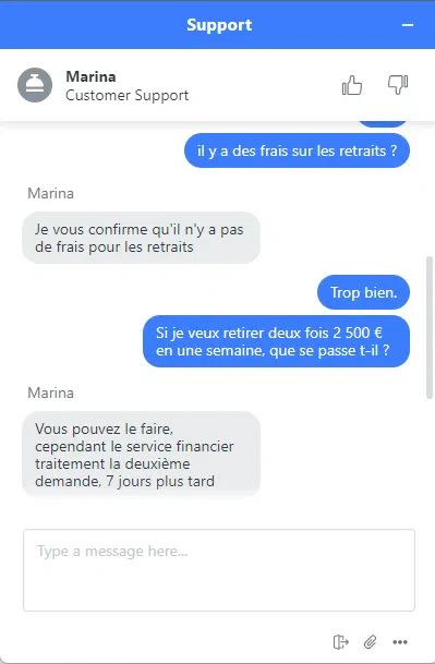 chat frais retraits