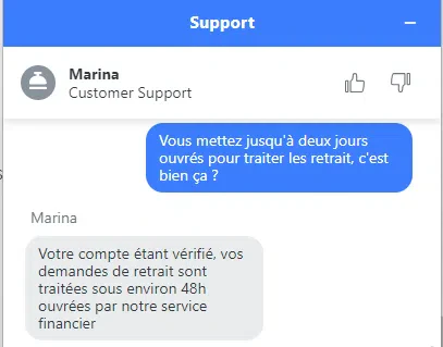 Chat délai retrait